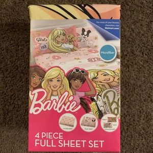 Barbie 4 piece full sheet set reversible pillow ca